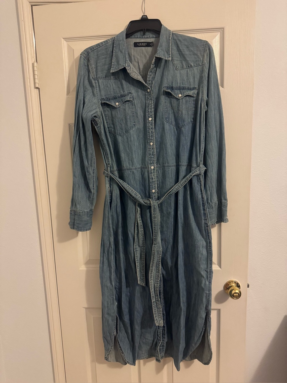 Ralph Lauren Light Wash Denim Long Sleeve Shirt Dress